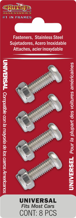 Cruiser Accessories 80630 Stainless Steel License Plate Fasteners - Pack of 4 - 80630 Cruiser Accessories 80630 Stainless Steel License Plate Fasteners - Pack of 4 - 80630
