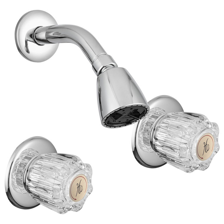 Dura Faucet DF-SA640A-CP RV Shower Faucet Knobs and Shower Head with Arm - Chrome Polished - DF-SA640A-CP