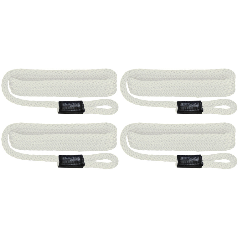 Extreme Max 3006.3314 BoatTector Solid Braid MFP Fender Line Value 4-Pack - 3/8" x 5', White - 3006.3314