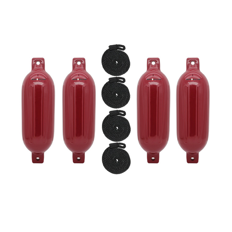 Extreme Max 3006.7649 BoatTector Inflatable Fender Value 4-Pack - 6.5" x 22", Cranberry - 3006.7649