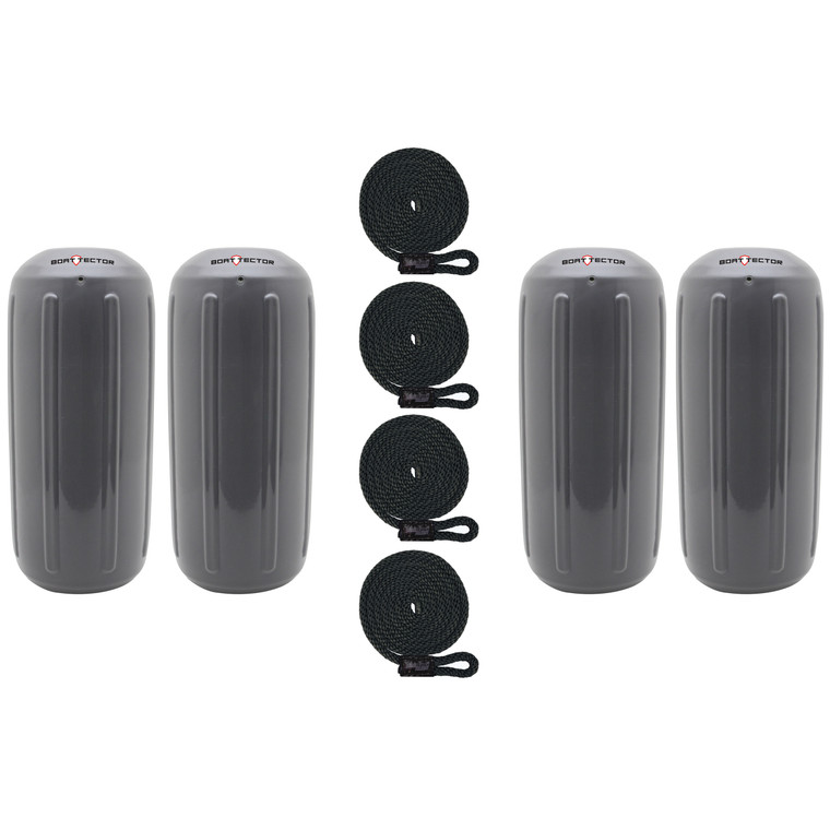 Extreme Max 3006.7474.4 BoatTector HTM Inflatable Fender Value 4-Pack - 6.5" x 15", Gray - 3006.7474.4