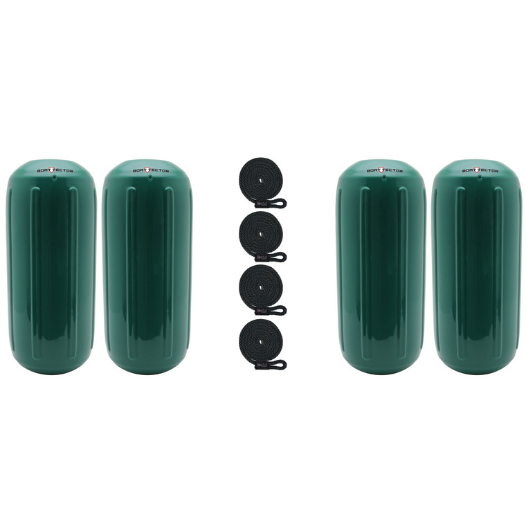 Extreme Max 3006.7486.4 BoatTector HTM Inflatable Fender Value 4-Pack - 8.5" x 20", Forest Green - 3006.7486.4