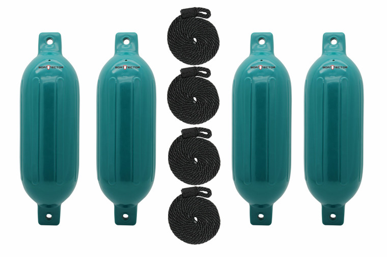Extreme Max 3006.7638.1 BoatTector Inflatable Fender Value 4-Pack - 6.5" x 22", Teal - 3006.7638.1