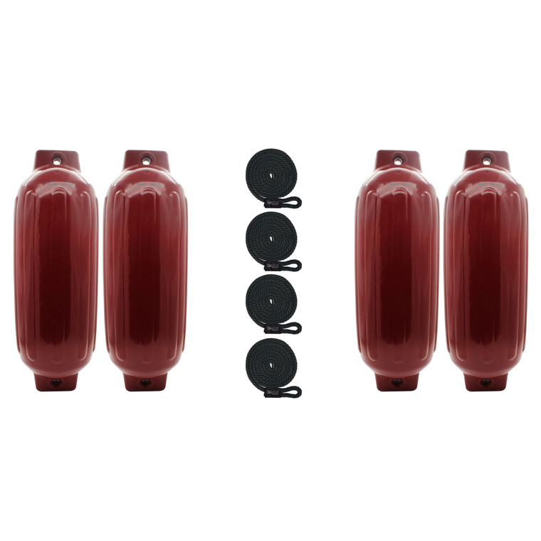 Extreme Max 3006.8564.4 BoatTector Inflatable Fender Value 4-Pack - 10" x 30", Cranberry - 3006.8564.4