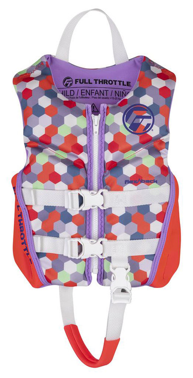 Full Throttle 142500-105-001-22 Child Rapid-Dry Flex-Back Life Jacket - Pink - 142500-105-001-22
