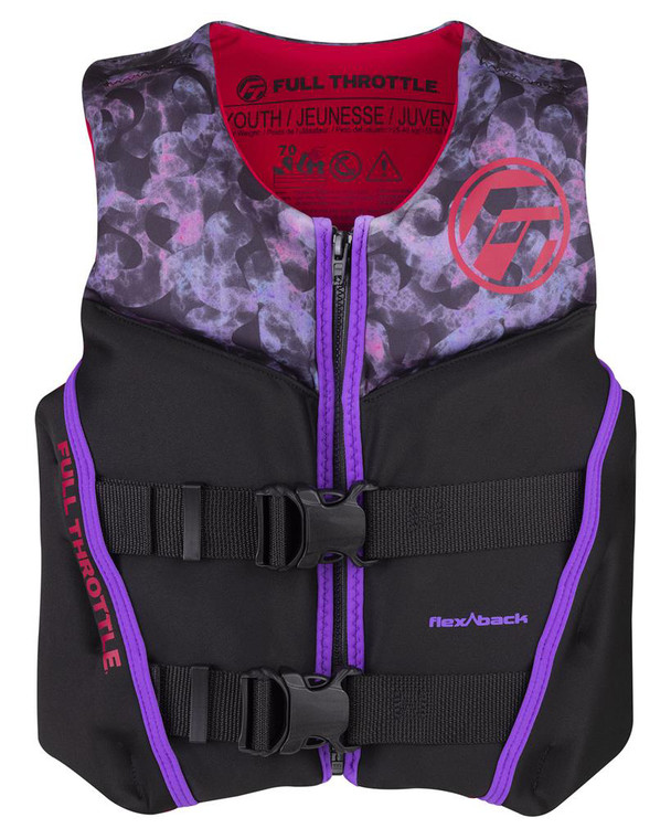 Full Throttle 142500-105-002-22 Youth Rapid-Dry Flex-Back Life Jacket - Pink - 142500-105-002-22