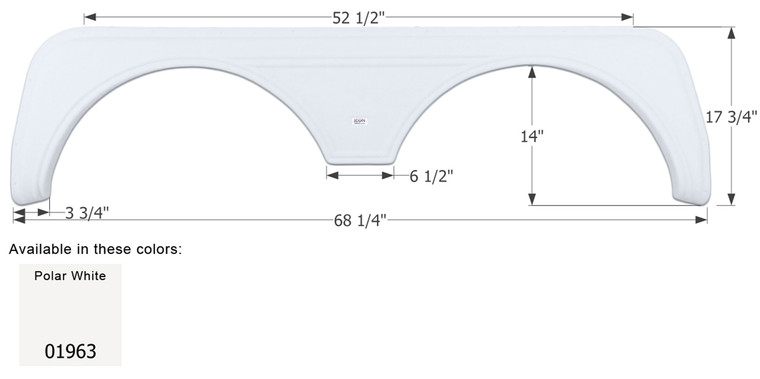 Icon 01614 Tandem Axle Fender Skirt FS762 for Heartland - Polar White - 1614