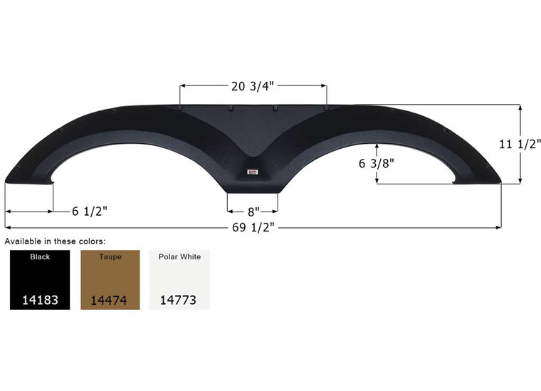 Icon 14183 Tandem Axle Fender Skirt FS4183 for Forest River - Black - 14183