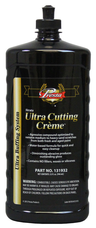 Presta 131932 Ultra Cutting Crème for Removing P1500 Grit, Finer Sand Scratches and Swirls - 32 Oz. - 131932
