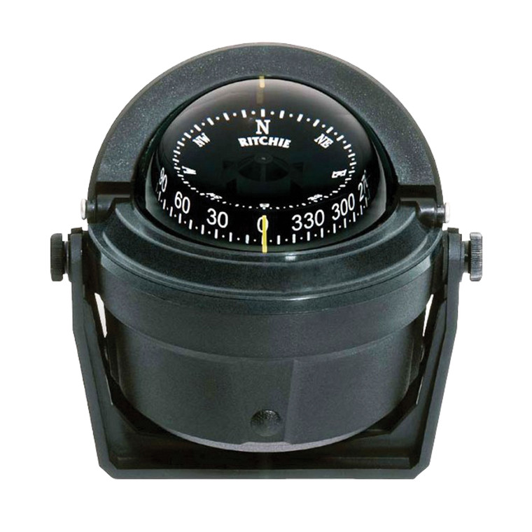 Ritchie Navigation B-81 Voyager CombiDial/Flat-Card Compass - Bracket Mount, Black with Black Dial - B-81