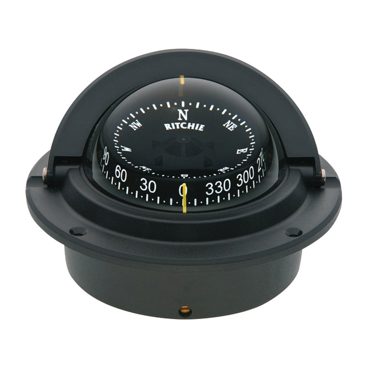 Ritchie Navigation F-83 Voyager Flush Mount Compass - CombiDial, Black with Black Dial - F-83