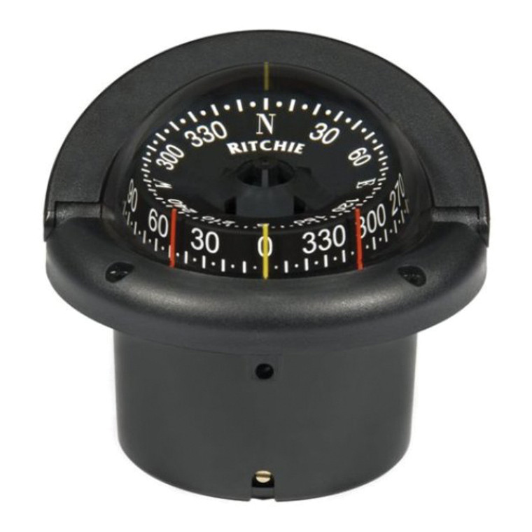 Ritchie Navigation HF-743 Helmsman Flush Mount Compass - CombiDial, Black with Black Dial - HF-743