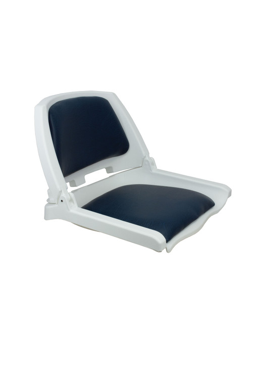 Springfield 1061115-C Traveler Folding Seat - White with Blue Cushion - 1061115-C
