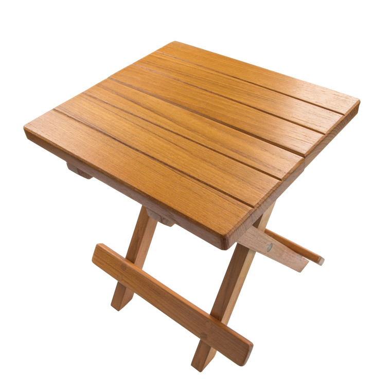 Whitecap 60034 Teak Groove Top Fold-Away Table/Stool - 60034
