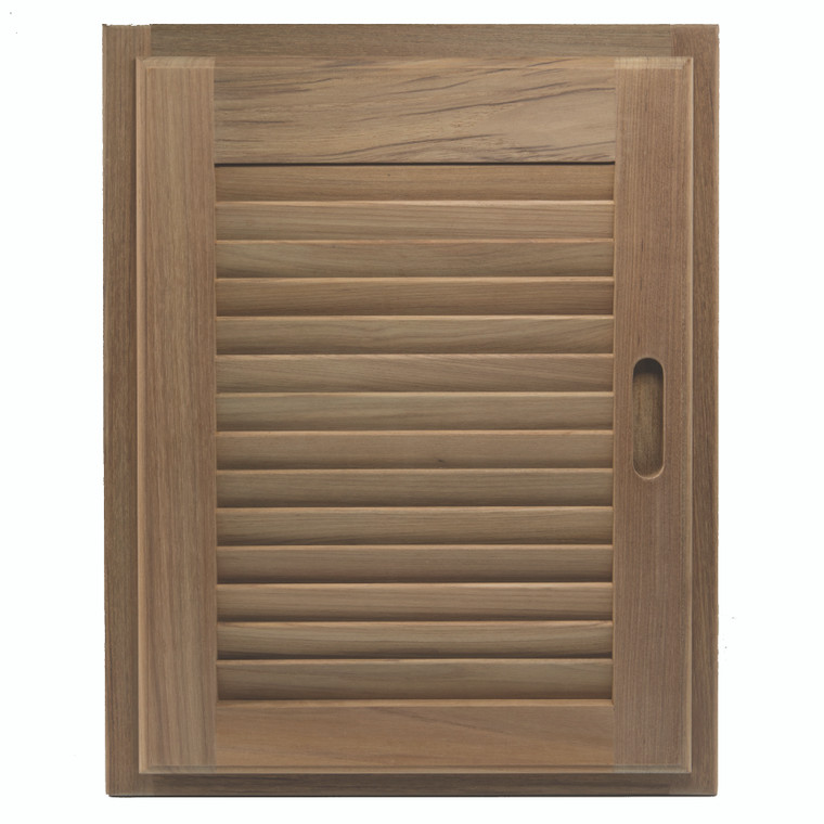 Whitecap 60724 Teak Louvered Door and Frame - 15" x 20", Right Hand Opening - 60724