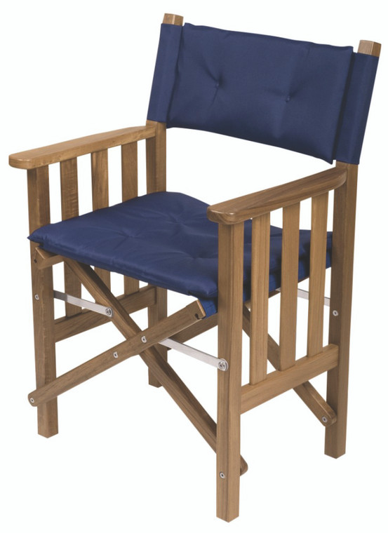 Whitecap 61052 Teak Director's Chair with Navy Cushion - 18-1/2" - 61052