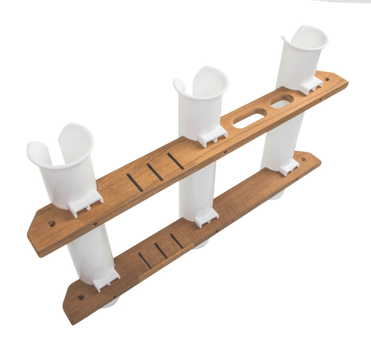 Whitecap 63449 Teak Three-Tube Tournament Rod Storage Rack - 63449