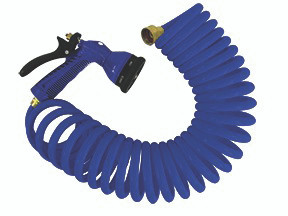Whitecap P0440B Coiled Hose with Adjustable Nozzle - 15', Blue - P-0440B