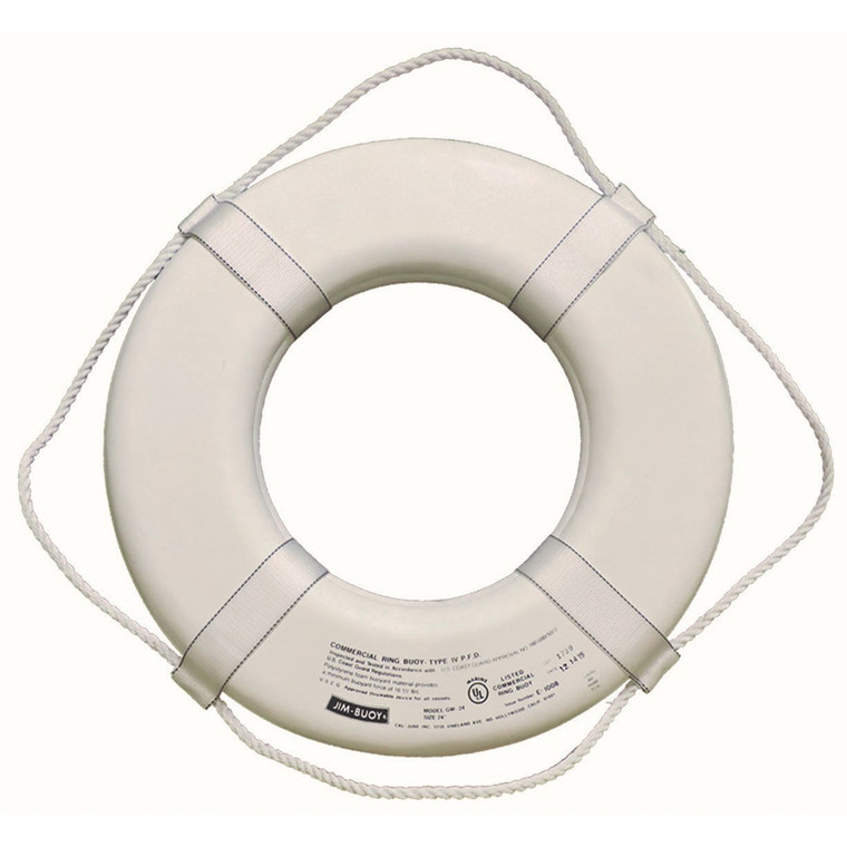 Jim-buoy Gw-24 G-series Life Ring With Web Straps - 24", White - GW-24