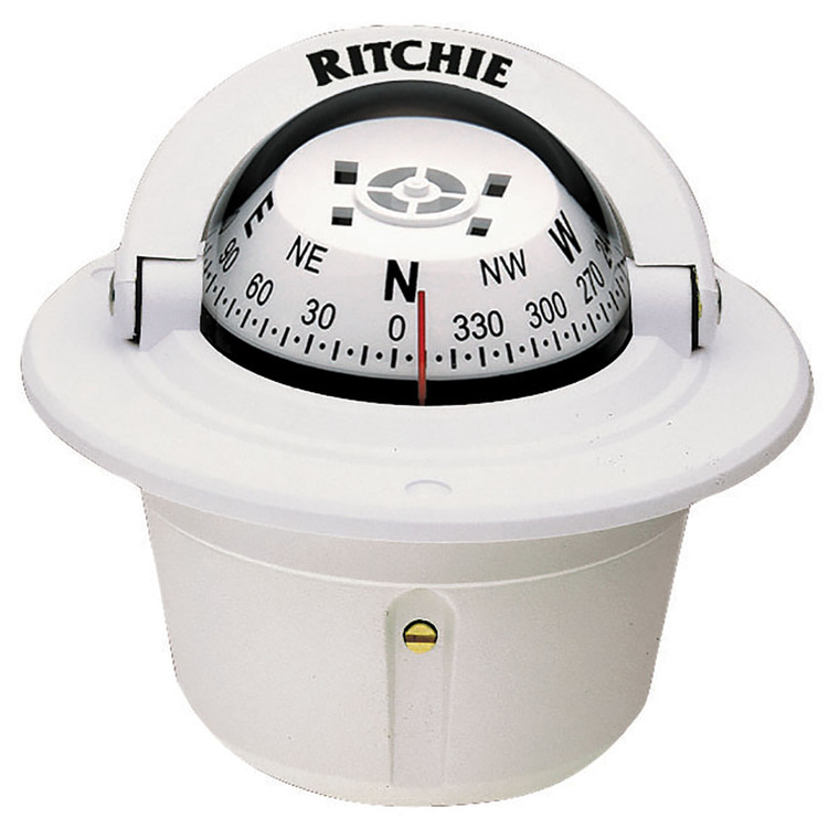 Ritchie Navigation F-50w Explorer Compass - Flush Mount, White With White Dial - F-50W