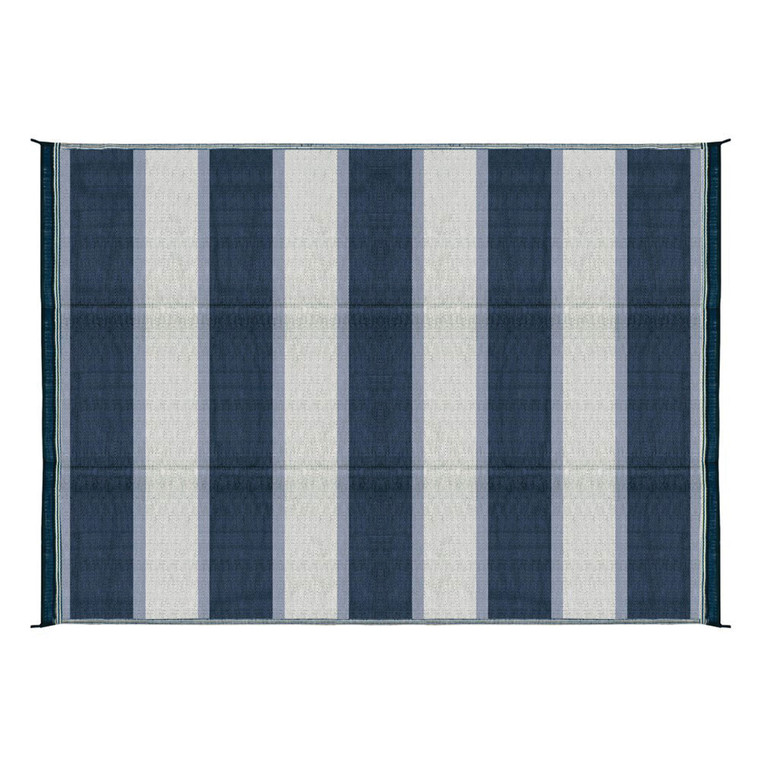 Camco 42871 Stripe Awning Leisure Mat - Blue Stripe 6' X 9' - 42871