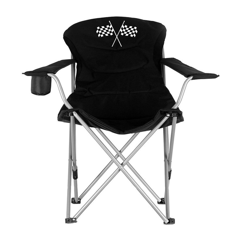 Ming's Mark 36029 Foldable Reclining Camp Chair - Black With Checkered Flag - 36029 Ming's Mark 36029 Foldable Reclining Camp Chair - Black With Checkered Flag - 36029