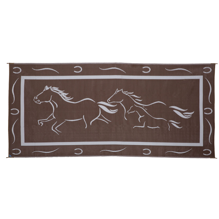 Ming's Mark Gh8117 Stylish Camping Reversible Galloping Horses Patio Mat - 8' X 11', Brown/white - GH8117