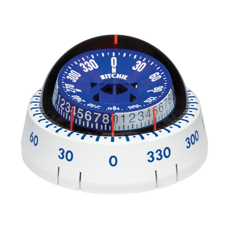 Ritchie Navigation Xp-98w Tactician X-port Surface Mount Compass - White With Blue Dial - XP-98W