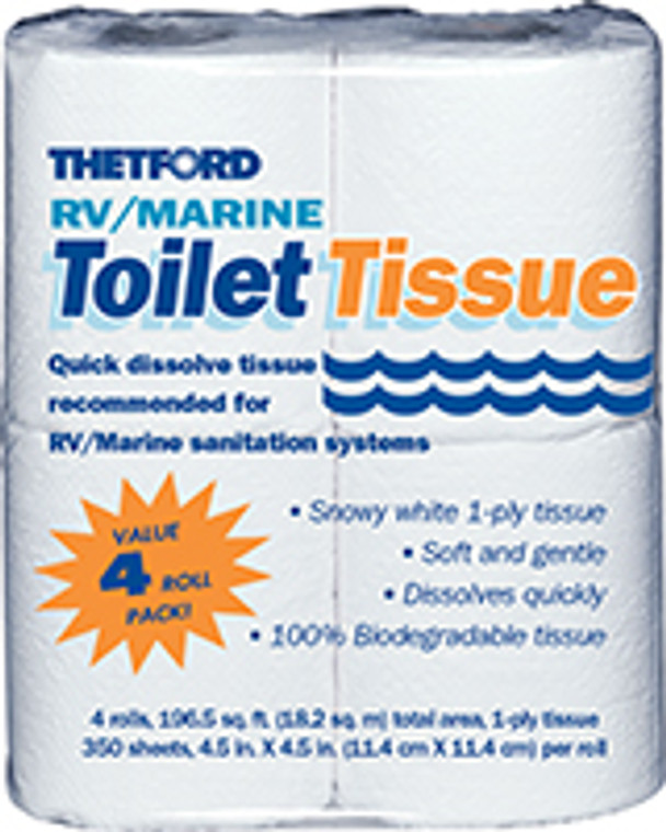 Thetford - Marine Soft 1 Ply Toilet Tissue - 4 Pack - 20804 Thetford - Marine Soft 1 Ply Toilet Tissue - 4 Pack - 20804