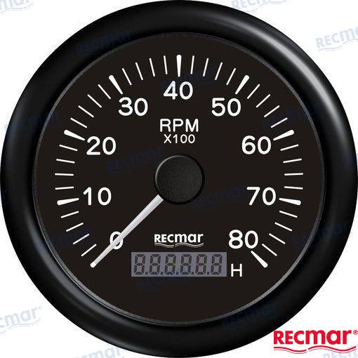 Recmar - Tach 10/100 - 0/8000 Rpm Blk (recky07206)