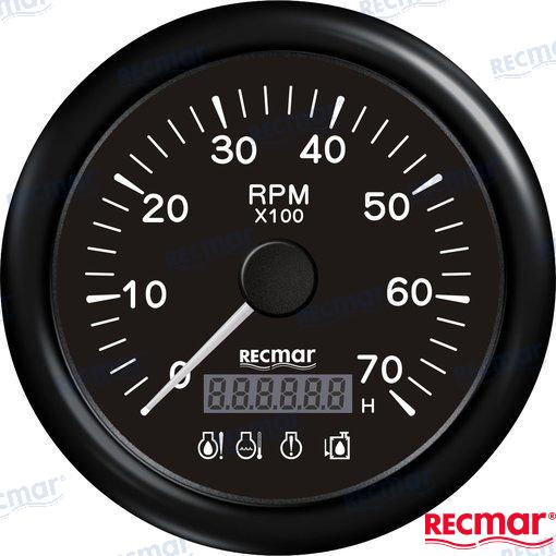 Recmar - Tach W/4 Led Ala 0/7000rpm Blk (recky07213)