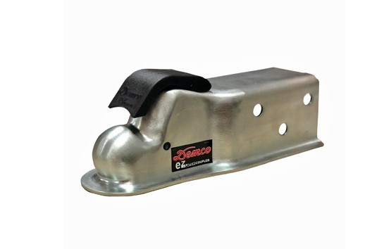 Redneck Trailer Supplies - Coupler, 2" Ball, 3" Straight Tongue, 7000lb, Zinc Plated, Stamped, Demco Ez Latch, Composite Handle, 3-bolt  (263340)