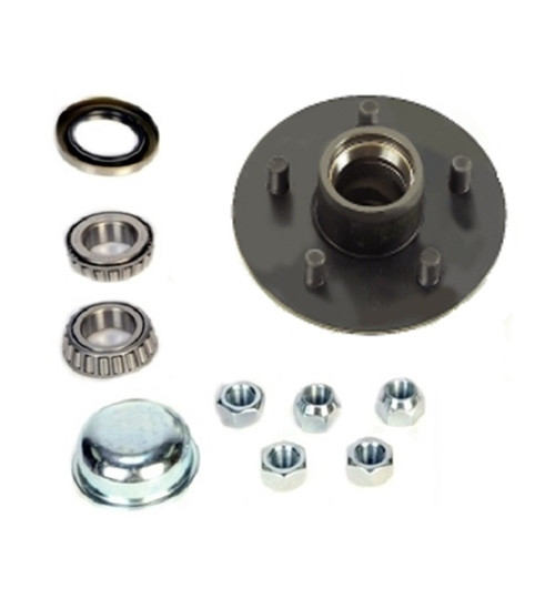 Redneck Trailer Supplies - Hub Kit, 8-258-5 L44649 Bearings, Seal, Cap, Nuts, 6 1/2" Diameter Hub Flange, Painted, Bt8 1" Spindle, 1000lb Capacity, Fits Dexter 2200lb Axles (106325)