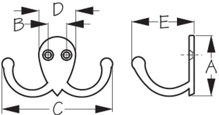 Sea Dog Marine - Brass 2 Coat Hook (671515-1)