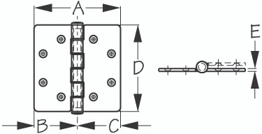 Sea Dog Marine - Butt Hinge 5-1/2x4-1/2 (205227)