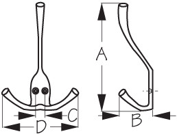 Sea Dog Marine - Chrome Brass Triple Coat Hook Large (671520-1)