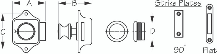 Sea Dog Marine - Push Button Rim Latch - Sea-dog Line - 224301 (224301-1)