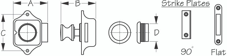 Sea Dog Marine - Push Button Rim Latch - Sea-dog Line - 225300 (225300-1)