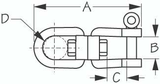 Sea Dog Marine - Stainless Steel Eye/jaw Swivel 5/16" (182208-1)