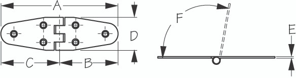 Sea Dog Marine - Stainless Steel Round Hinge 1-1/2"x5-3/8" - Sea-dog Line - 201725 (201725-1)
