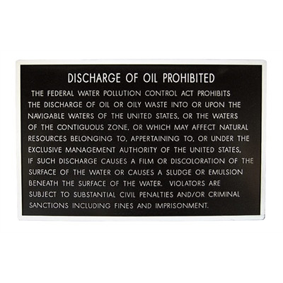 Bernard Engraving - Oil Discharge Plaques - P-204
