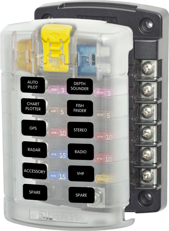 Blue Sea - Fuse Block Stblade 12circ W/cvr - 5029-BSS