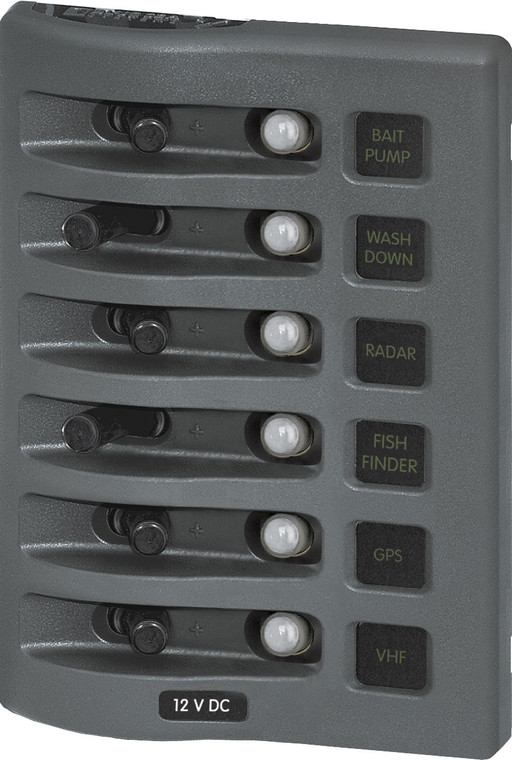 Blue Sea - Panel Wd 12vdc Clb 6pos Gray - 4376-BSS