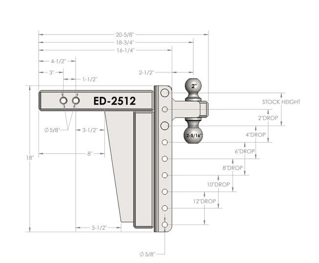 Bulletproof - 2.5' Extreme Duty 12' Drop/rise - ED2512