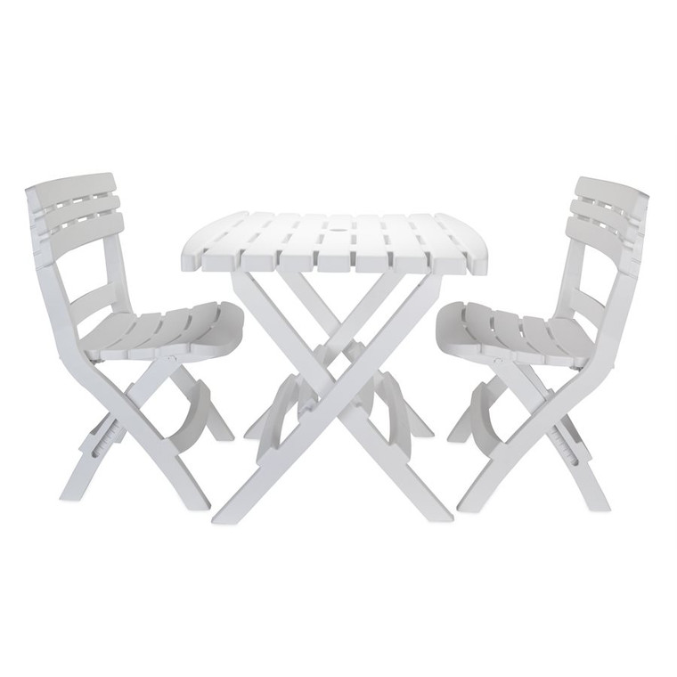 Camco - Folding Table And Chairs Set  White - 51640