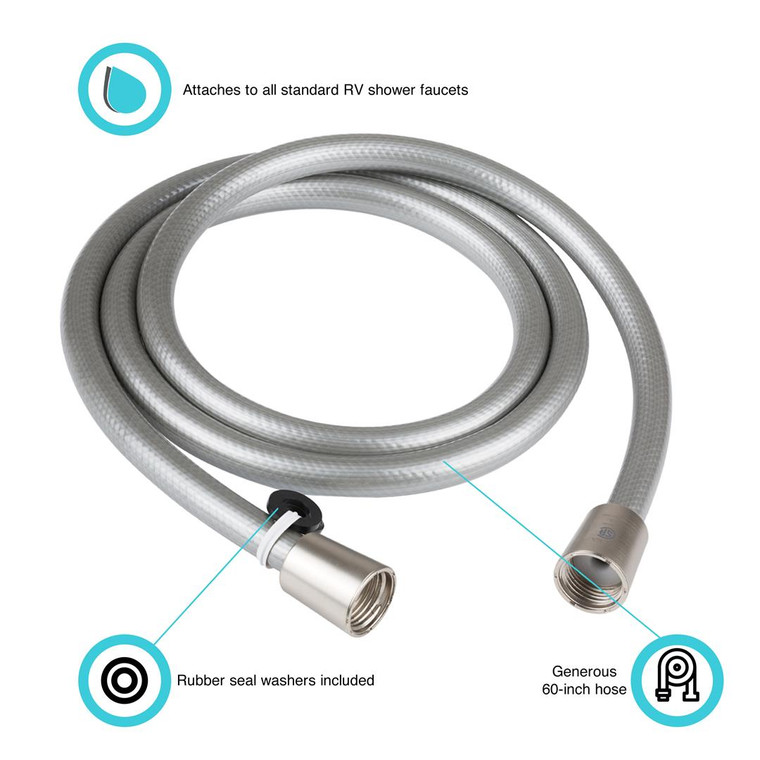 Dura Faucet - 60'vinyl Shower Hose Nckl - DF-SA230-SN