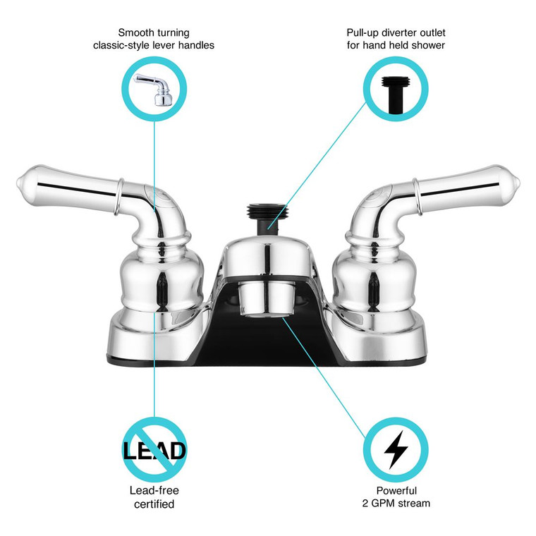 Dura Faucet - Classical Rv Lavatory Faucet W/ Div - DF-PL720C-CP