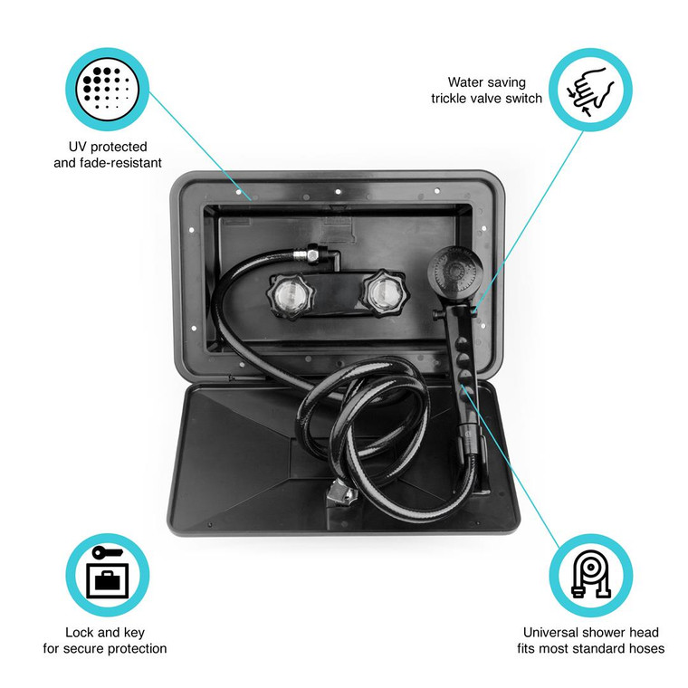 Dura Faucet - Exterior Shw Box Kitblack - DF-SA170-BK