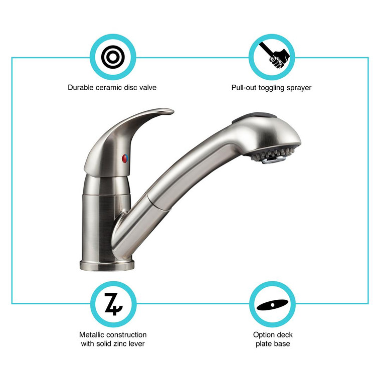 Dura Faucet - Rv Kitchen Faucet Nickel - DF-NMK852-SN