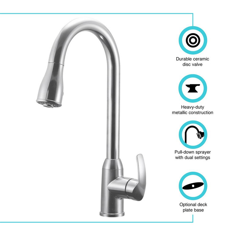Dura Faucet - Sngl Handle Pull Dn Kitchen Br S.n - DF-NMK508-SN
